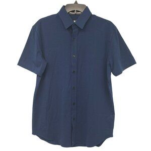 Buttercloth Mens M Regular Fit Icy Cotton Blue Short Sleeve Polo Shirt Casual